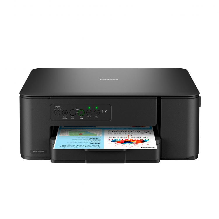 Brother DCP-J1260W compact wireless color inkjet multifunction printer with sleek design and easy access controls