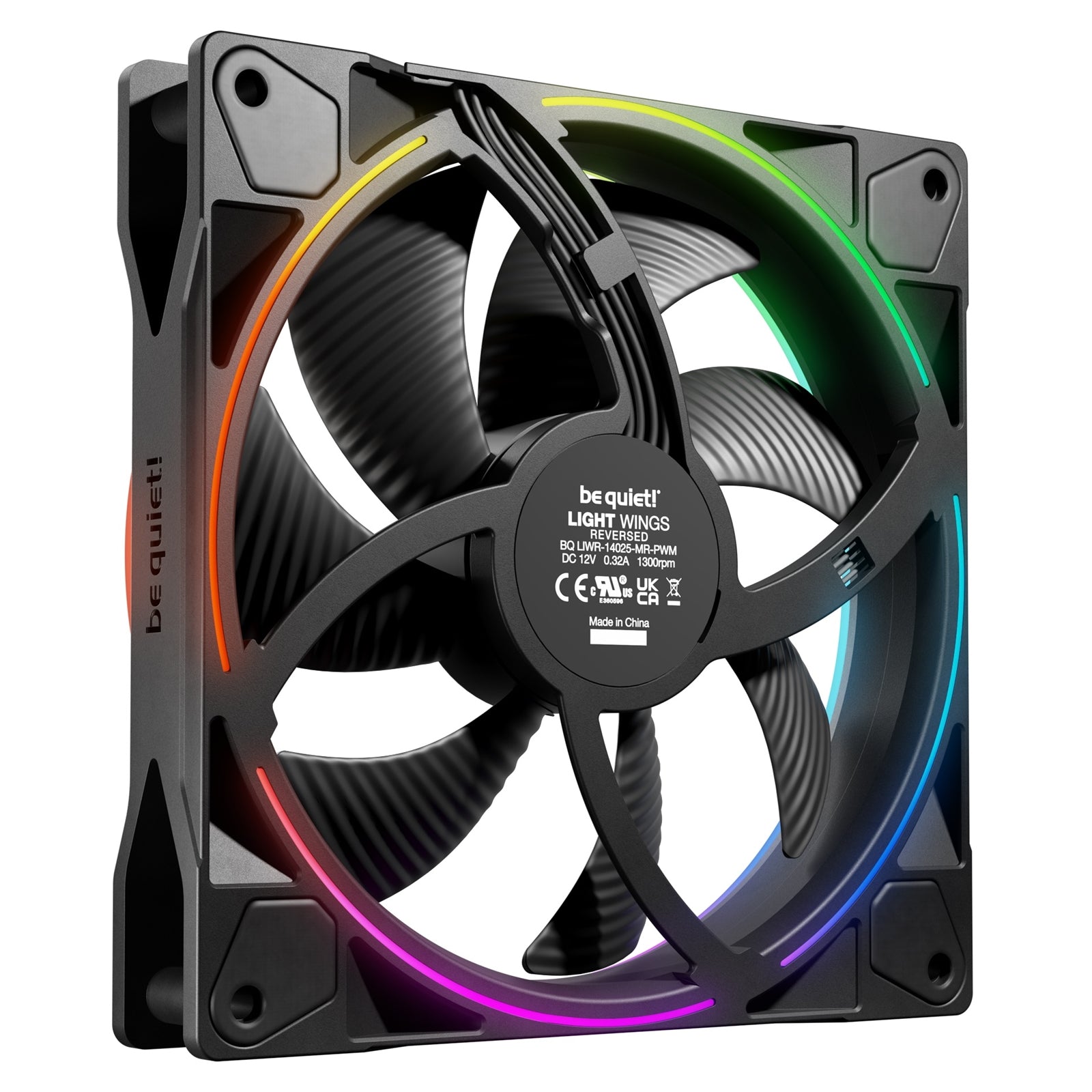 be quiet! Light Wings 140mm PWM Reverse ARGB Fan - Black 25.5dB