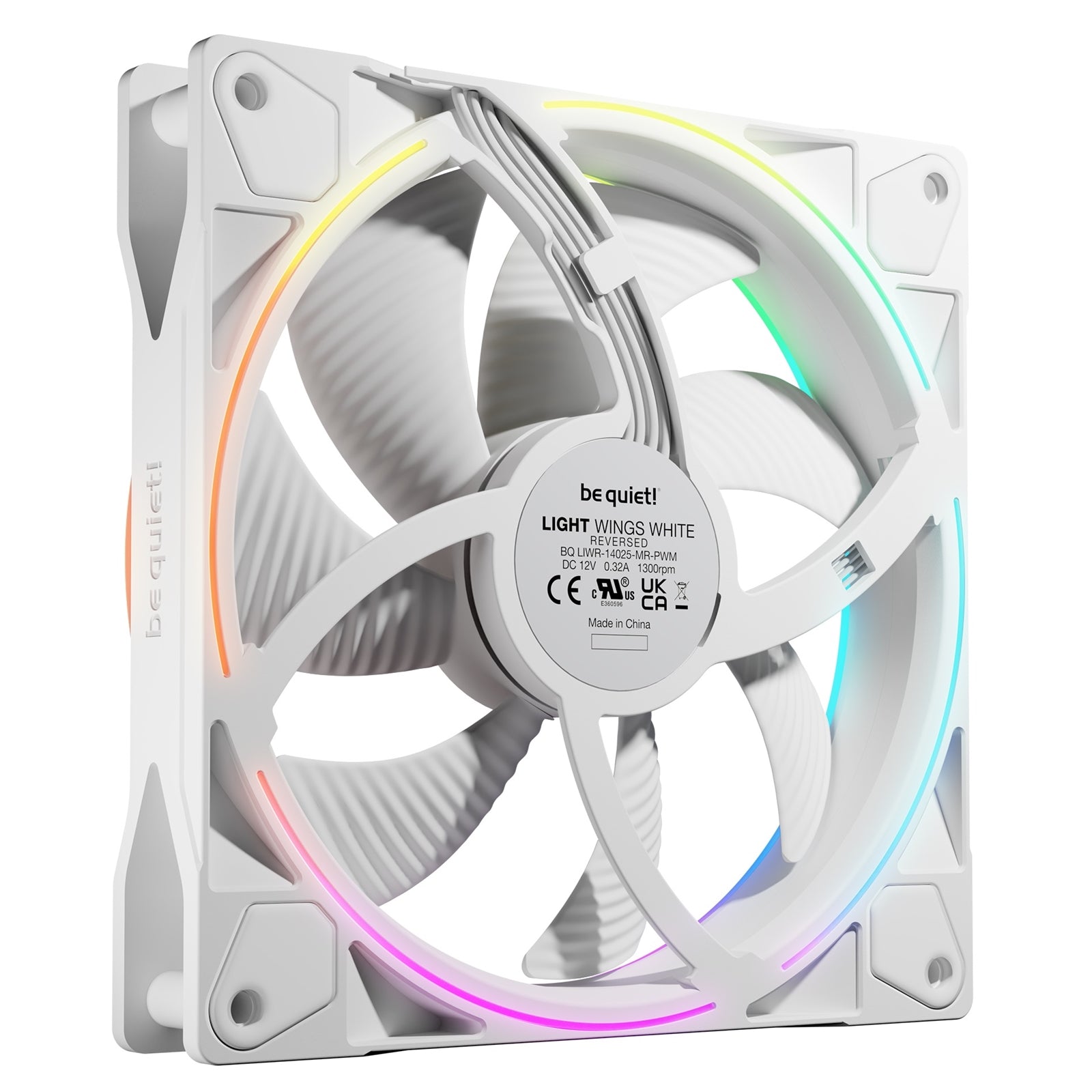 be quiet! Light Wings 140mm PWM Reverse White ARGB Fan - 25.5dB