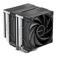 DeepCool AK620 CPU cooler with dual 120mm black fans, 6 heat pipes, and unique matrix fin design.