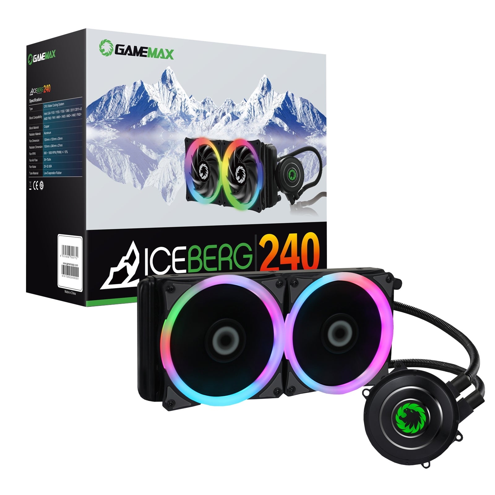 GameMax Iceburg 240mm ARGB AIO Liquid Cooler - Pure Copper