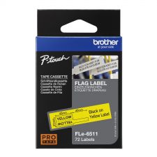 Brother FLE-6511 Die-cut Flexi Flag Label Black on Yellow 21 x 45mm
