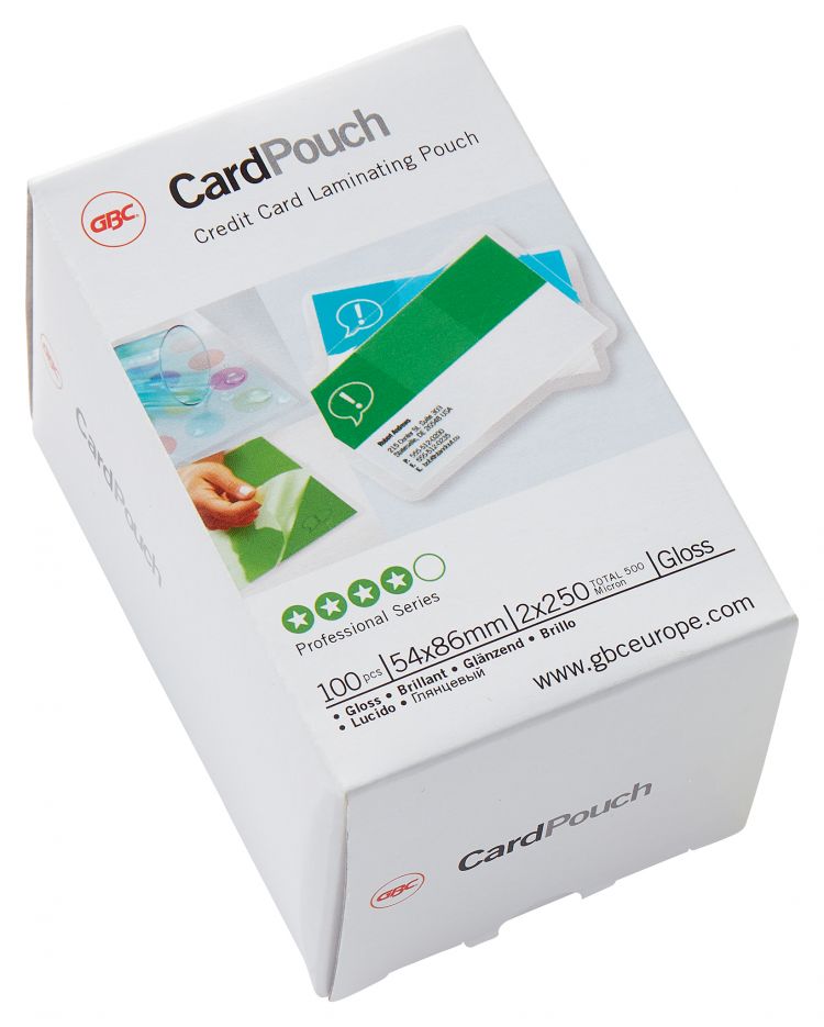 GBC 3740430 54x86mm Gloss Card Pouch 250 Micron 100Pk