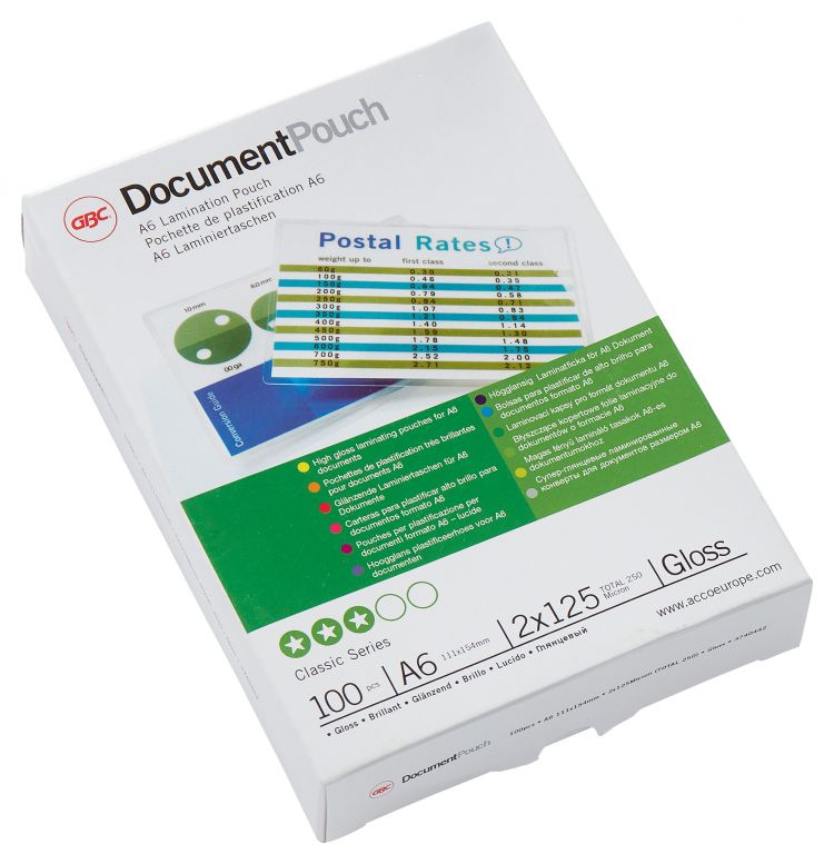 GBC 3740442 A6 Gloss Document Pouch 125 micron 100Pk