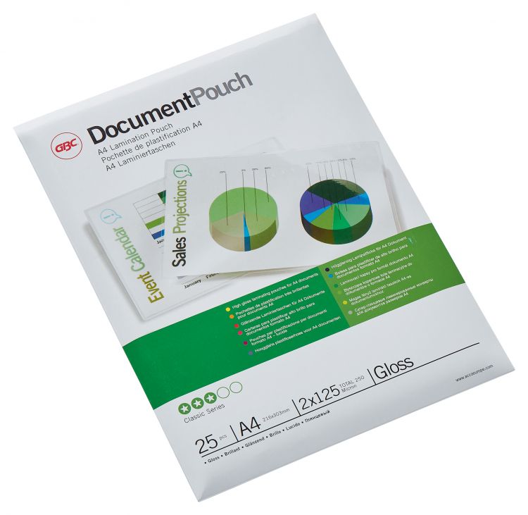 GBC 3740482 A4 Gloss Document Pouch 125 micron 25Pk