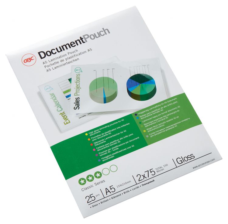 GBC 3740483 A5 Gloss Document Pouch 75 micron 25Pk
