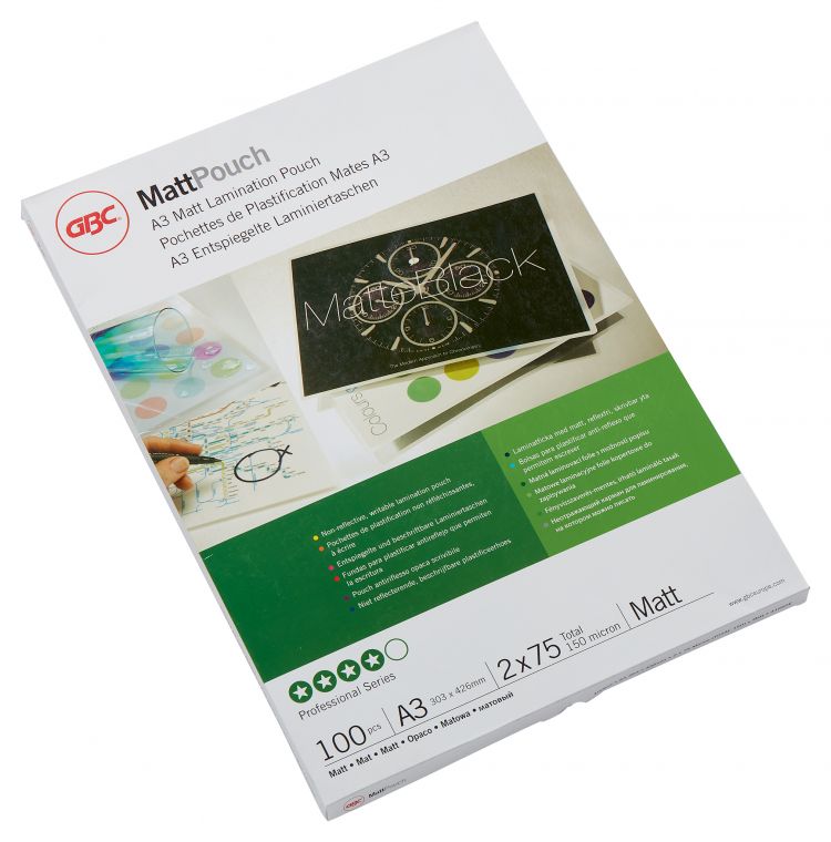 GBC 41660E A3 Matt Document Pouch 2 x 75 Micron 100Pk