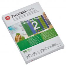 GBC 41666E A4 Peel n Stick Gloss Pouch 100 Micron 100Pk