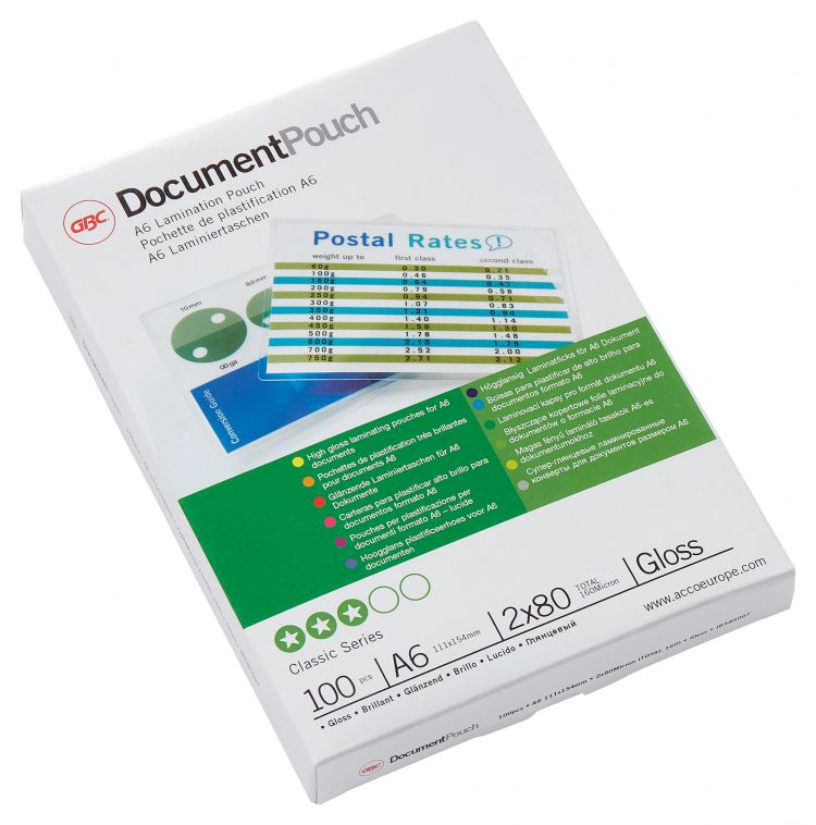 GBC IB585067 A6 Gloss Document Pouch 80 micron 100Pk