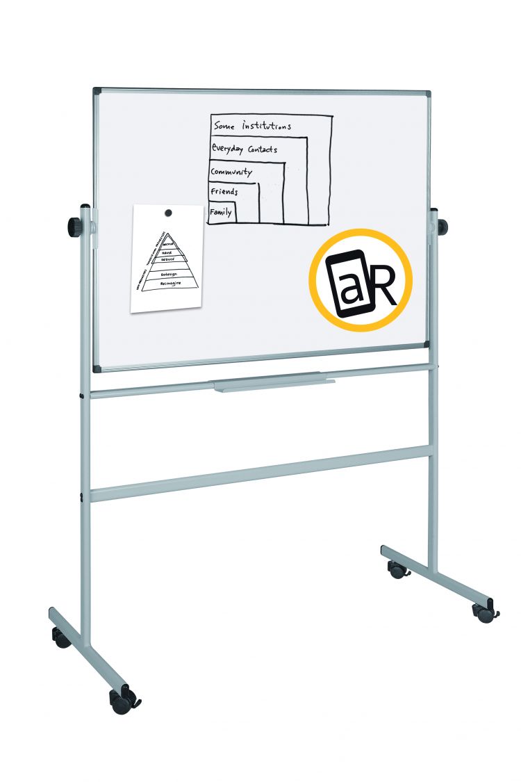 Bi-Office Mobile Lacquered Steel Revolving Gridded Board 1200 x 1200mm