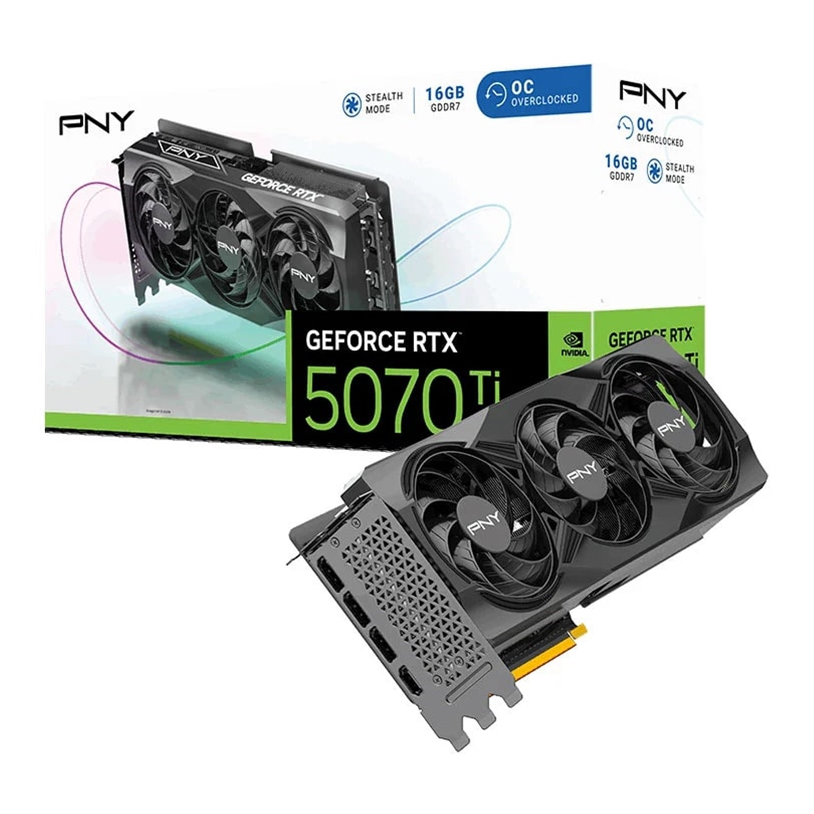 PNY RTX 5070 Ti 16GB GDDR7 Blackwell Overclocked Triple Fan GPU