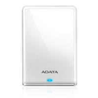 White ADATA HV620S 1TB portable external hard drive with USB 3.1 connectivity and sleek design.