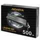 ADATA Legend 860 500GB NVMe SSD, PCIe Gen4, M.2 2280 with heatsink, read speed 5000 MB/s, write speed 3000 MB/s.