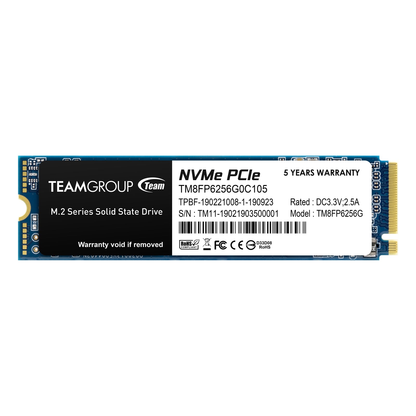 Team MP33 256GB M.2 NVMe SSD PCIe Gen3 3D NAND 1600MB/s