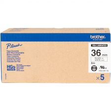 Brother HGE-261V5 Black on White 8M x 36mm High Grade Tape 5pk