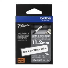 Brother HSE-231E 11.2mm Black on White Heat Shrink Tube