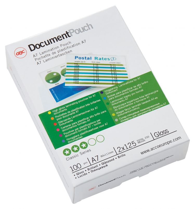 GBC IB581076 A7 Laminating Pouches - Pack of 100