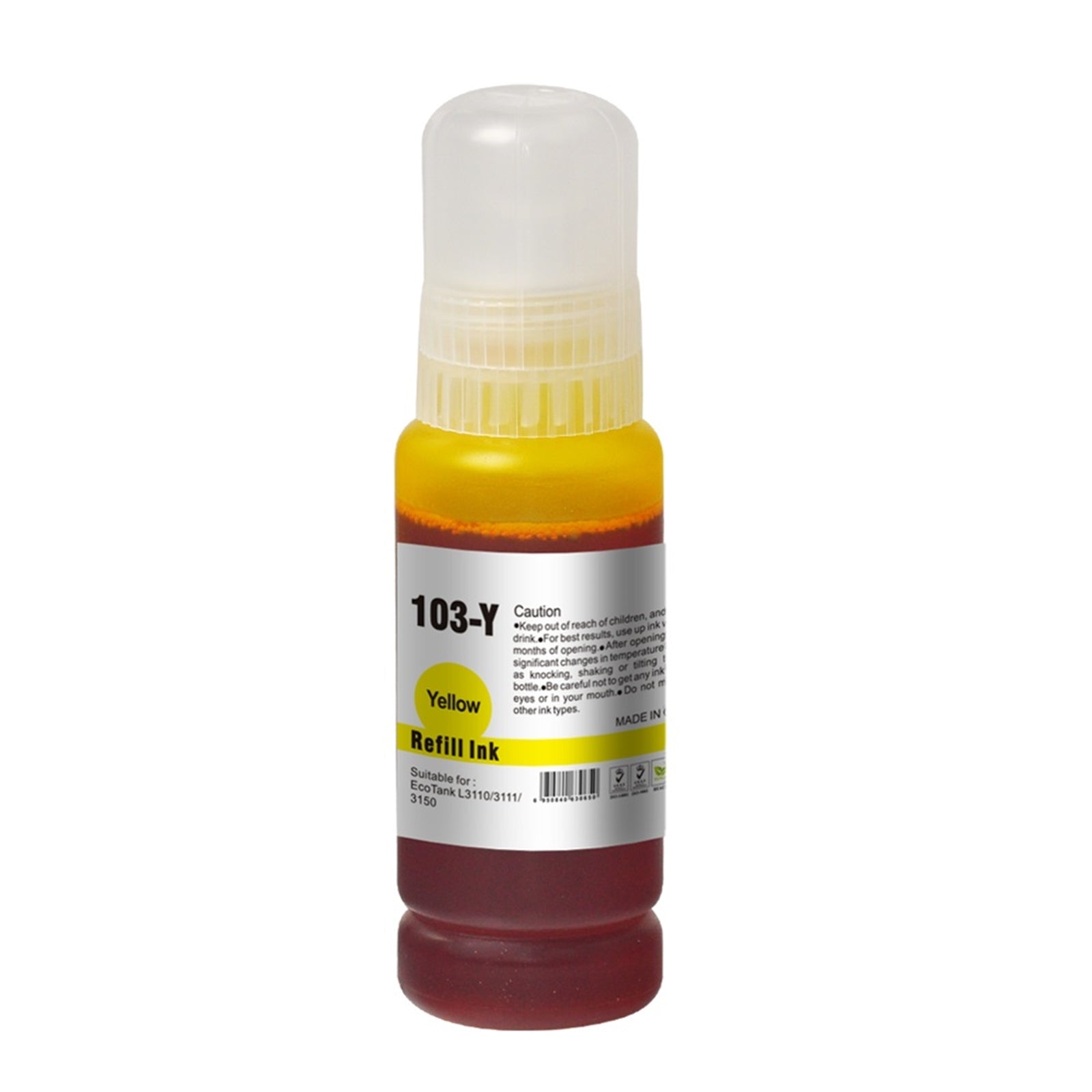 InkLab 103 Compatible Yellow Ink Bottle 65ml - Epson EcoTank