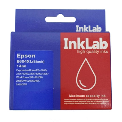 InkLab 604 High-Yield Black Ink Cartridge - Epson T604 Compatible