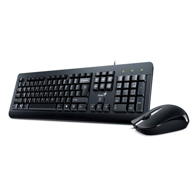 Genius KM-160 Wired Keyboard Mouse Combo - Spill-Resistant UK Layout