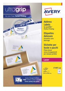 Avery L7160-250 Address Labels 250 sheets - 21 Labels per Sheet