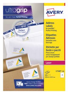 Avery L7168-250 Parcel Labels 250 sheets - 2 Labels per Sheet