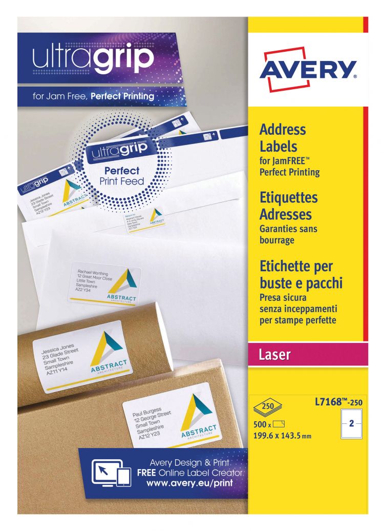 Avery L7168-250 Parcel Labels 250 sheets - 2 Labels per Sheet