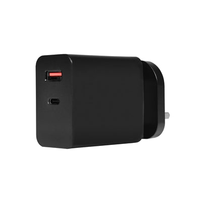 Powercool 65W GaN Dual USB-C Fast Charger with 1.7m Cable - Black