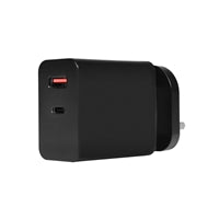 Powercool 65W GaN Dual USB-C Fast Charger with 1.7m Cable - Black