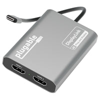 Plugable USB-C Dual HDMI Adapter Aluminum DL-6950 4K 60Hz