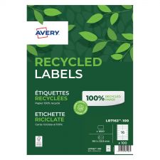 Avery LR7162-100 Recycled Address Labels 100 sheets - 16 Labels per Sheet