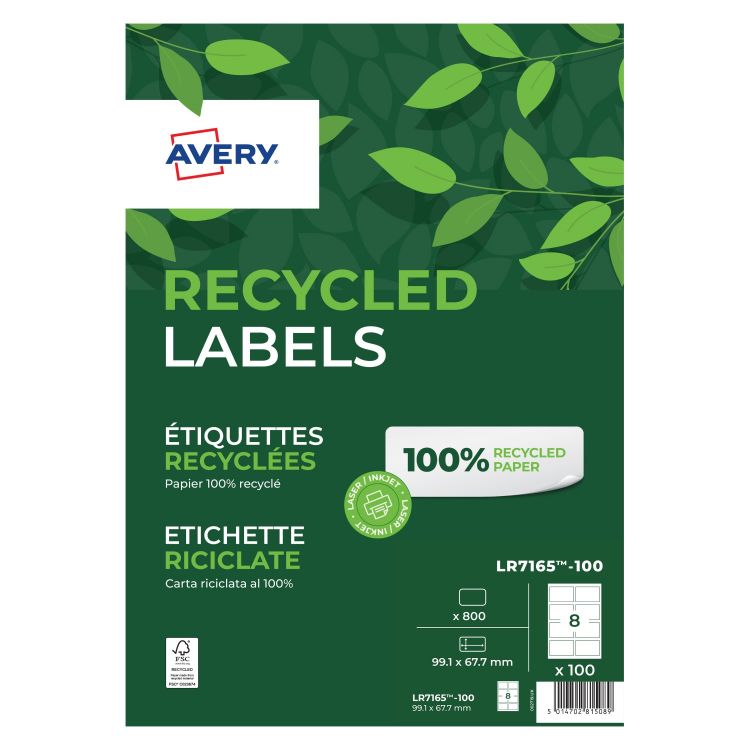 Avery LR7165-100 Recycled Parcel Labels 100 sheets - 8 Labels per Sheet