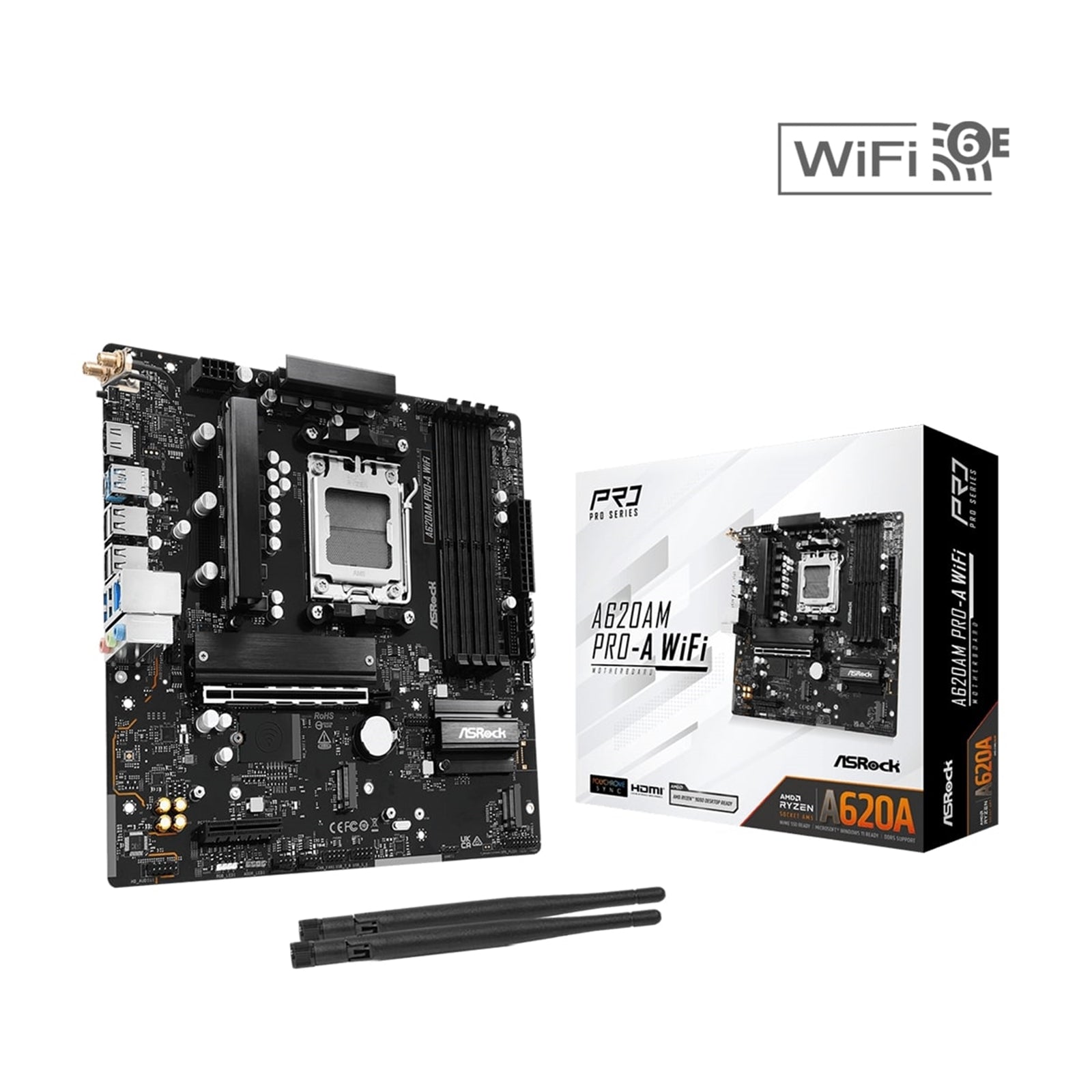 ASRock A620AM PRO-A WIFI AM5 Motherboard DDR5 8000MHz 6-Layer PCB