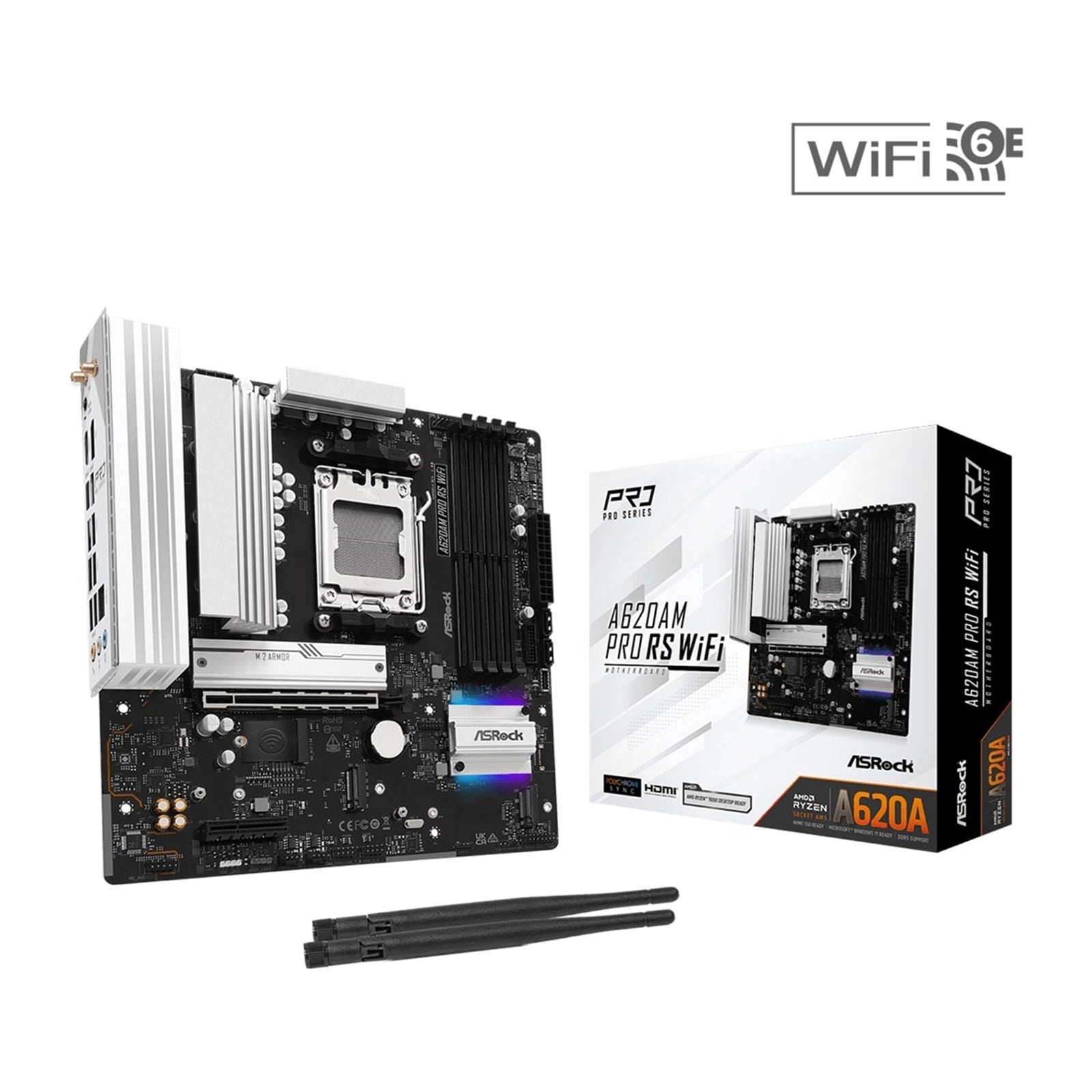 ASRock A620AM Pro RS WiFi AM5 Motherboard DDR5 Micro ATX 6-Layer