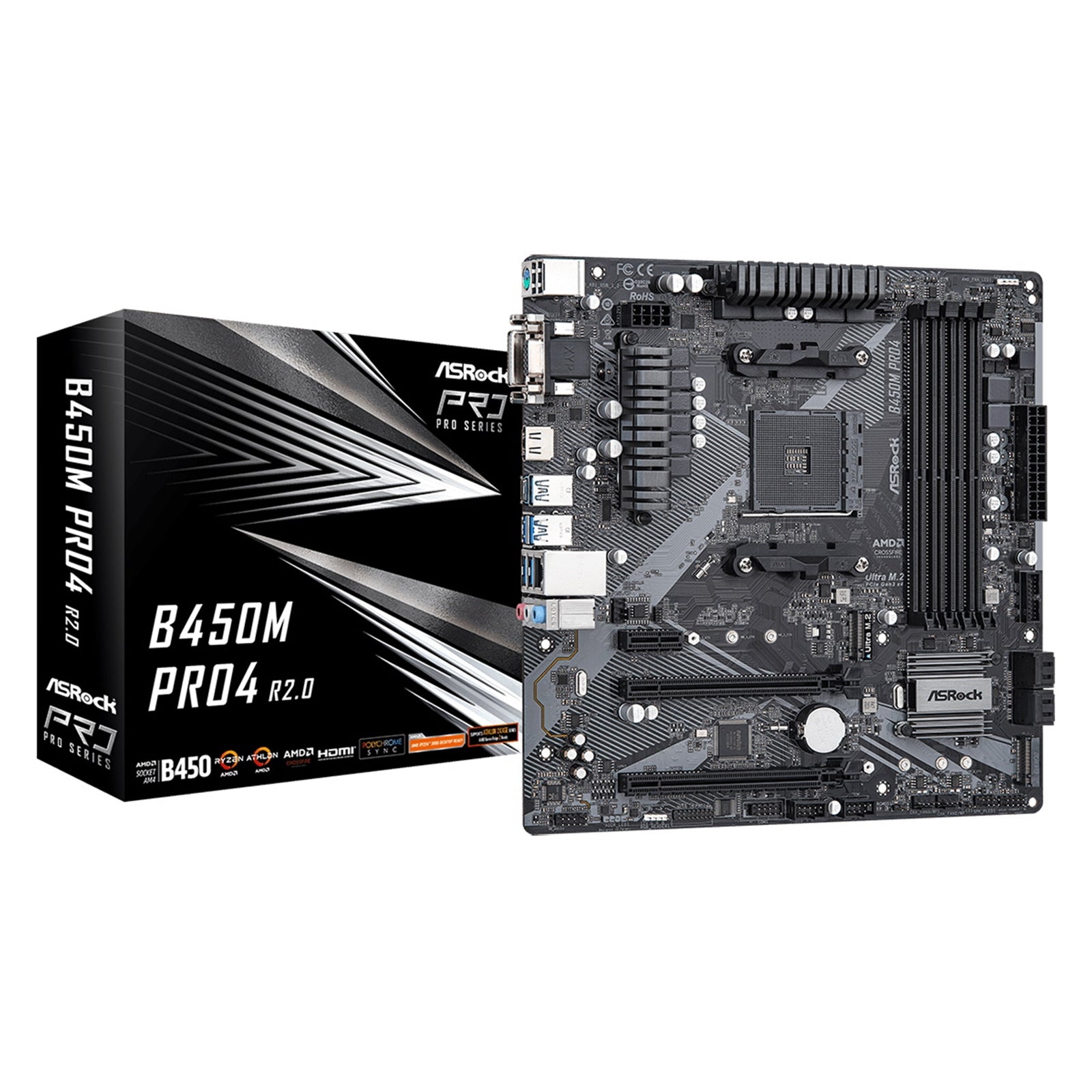 ASRock B450M Pro4 R2.0 AM4 Micro-ATX Motherboard Dual M.2 RGB