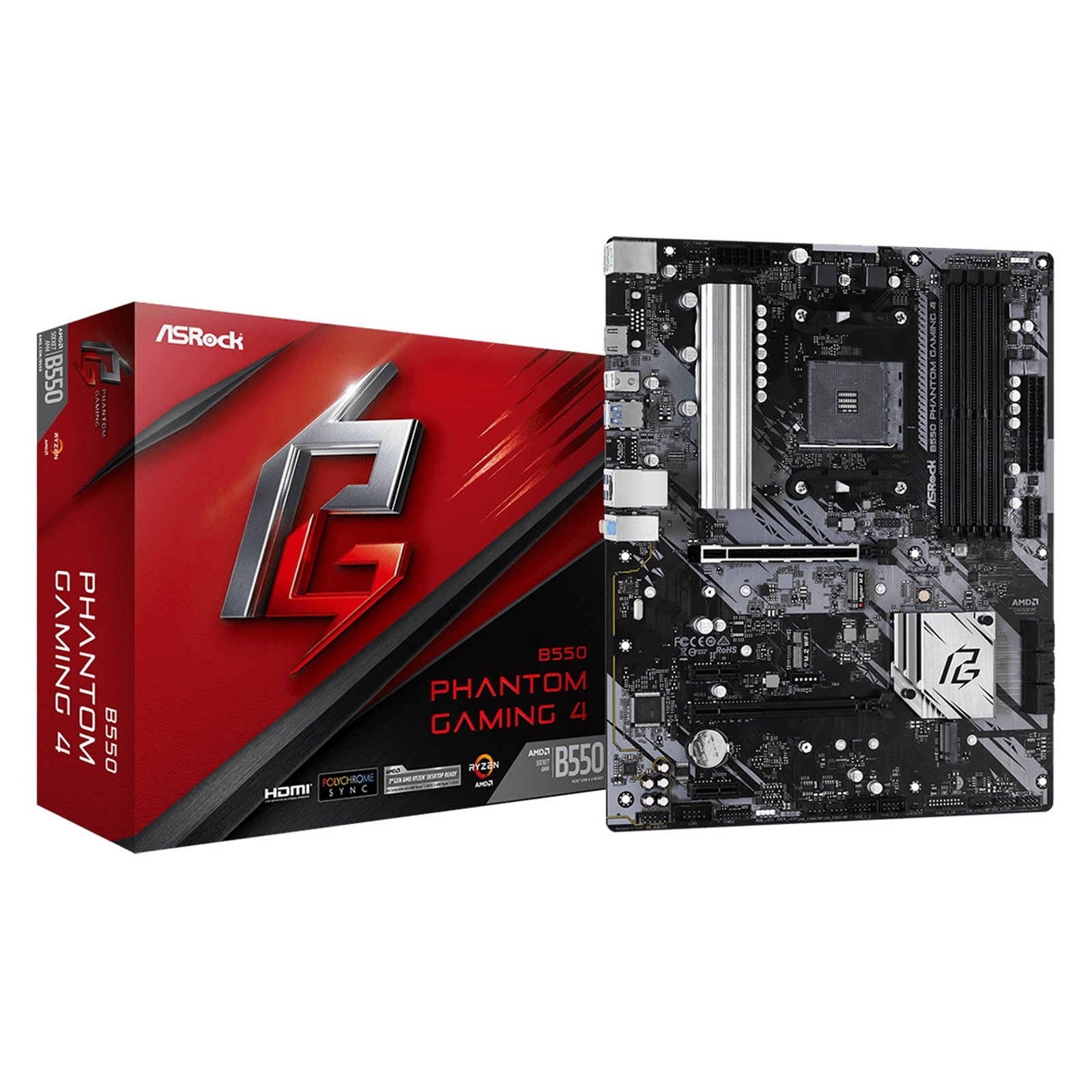 ASRock B550 Phantom Gaming 4 ATX AM4 Motherboard PCIe 4.0