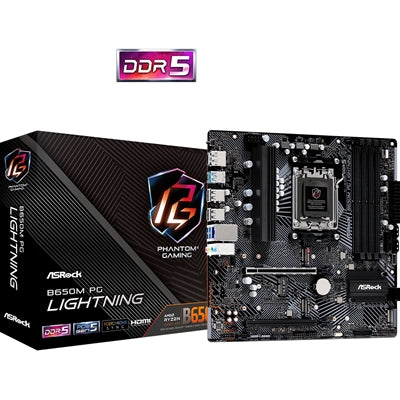 ASRock B650M PG Lightning AM5 Micro-ATX Motherboard DDR5 PCIe 5.0
