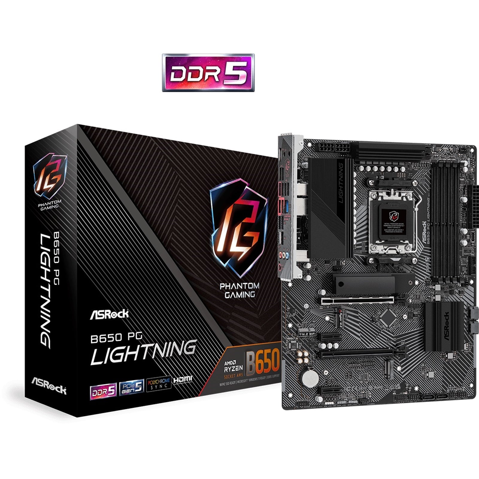 ASRock B650 PG Lightning AM5 ATX Motherboard DDR5 PCIe 5.0