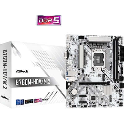 ASRock B760M-HDV/M.2 LGA1700 DDR5 Micro-ATX Motherboard 2.5GbE