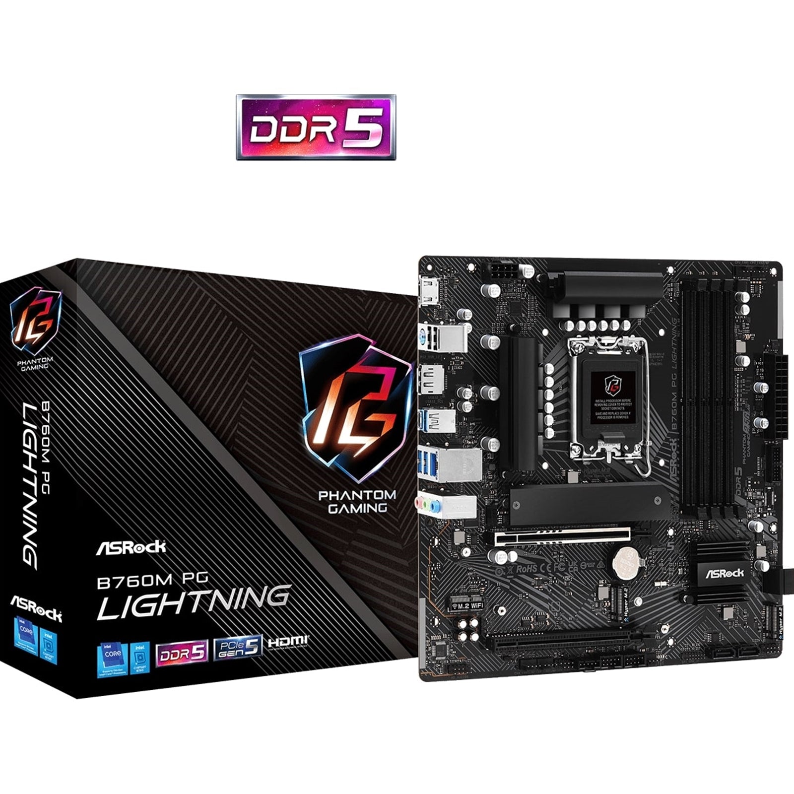 ASRock B760M PG Lightning LGA1700 Micro-ATX DDR5 Motherboard PCIe 5.0