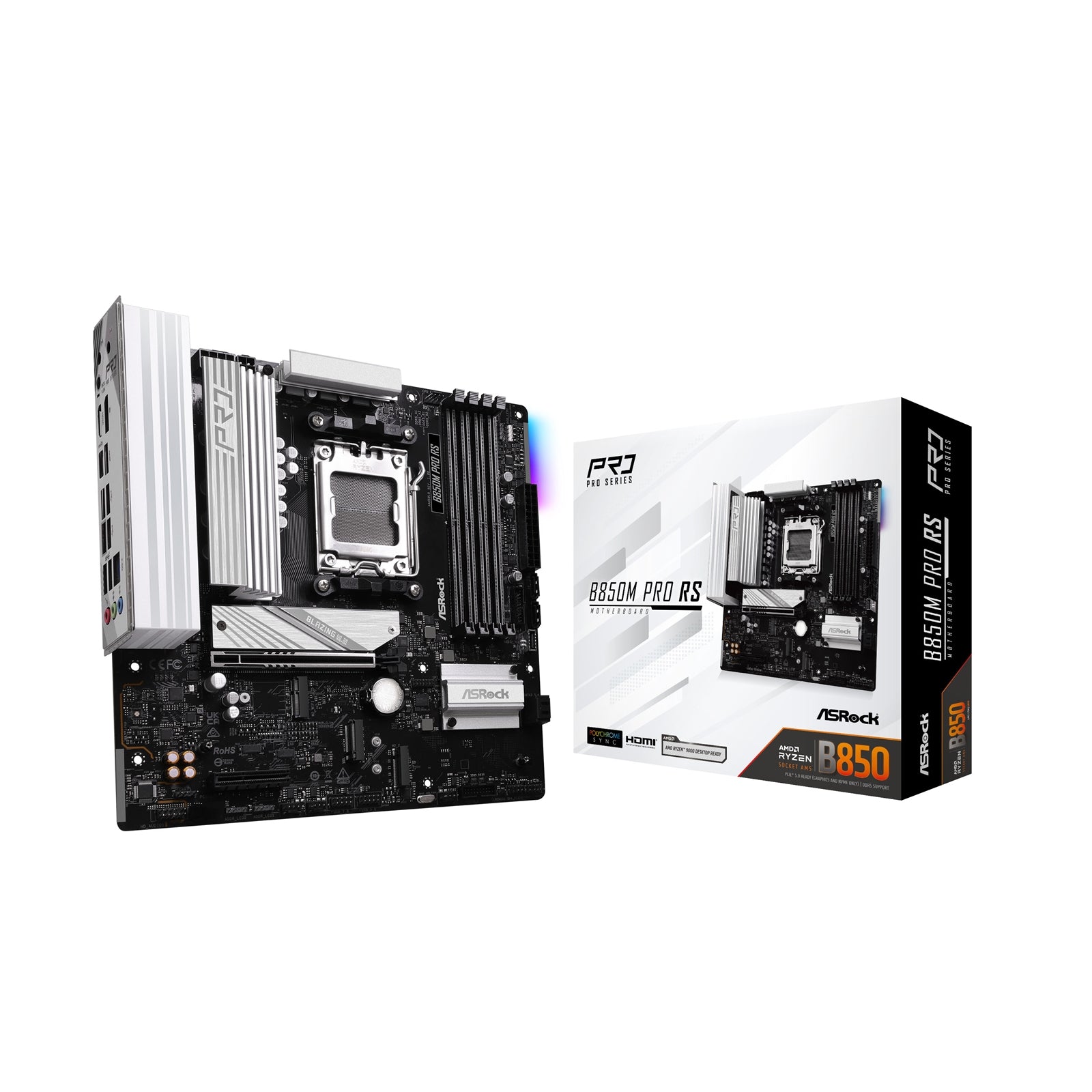 ASRock B850M Pro RS AM5 Motherboard - Micro-ATX, DDR5, PCIe 5.0