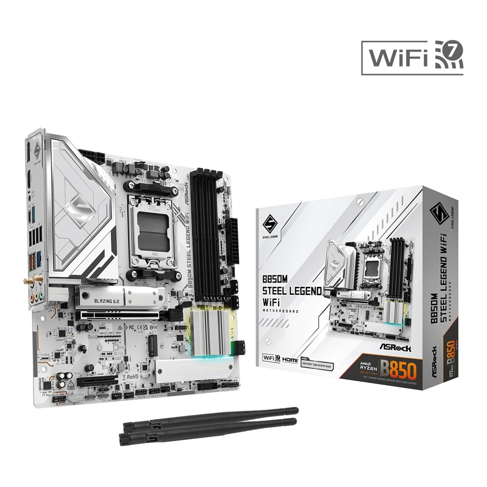 ASRock B850M Steel Legend WiFi 7 AM5 Micro-ATX Motherboard DDR5