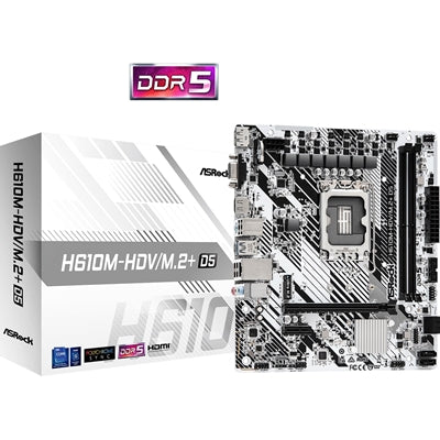 ASRock H610M-HDV/M.2+ D5 LGA1700 DDR5 Micro-ATX Motherboard