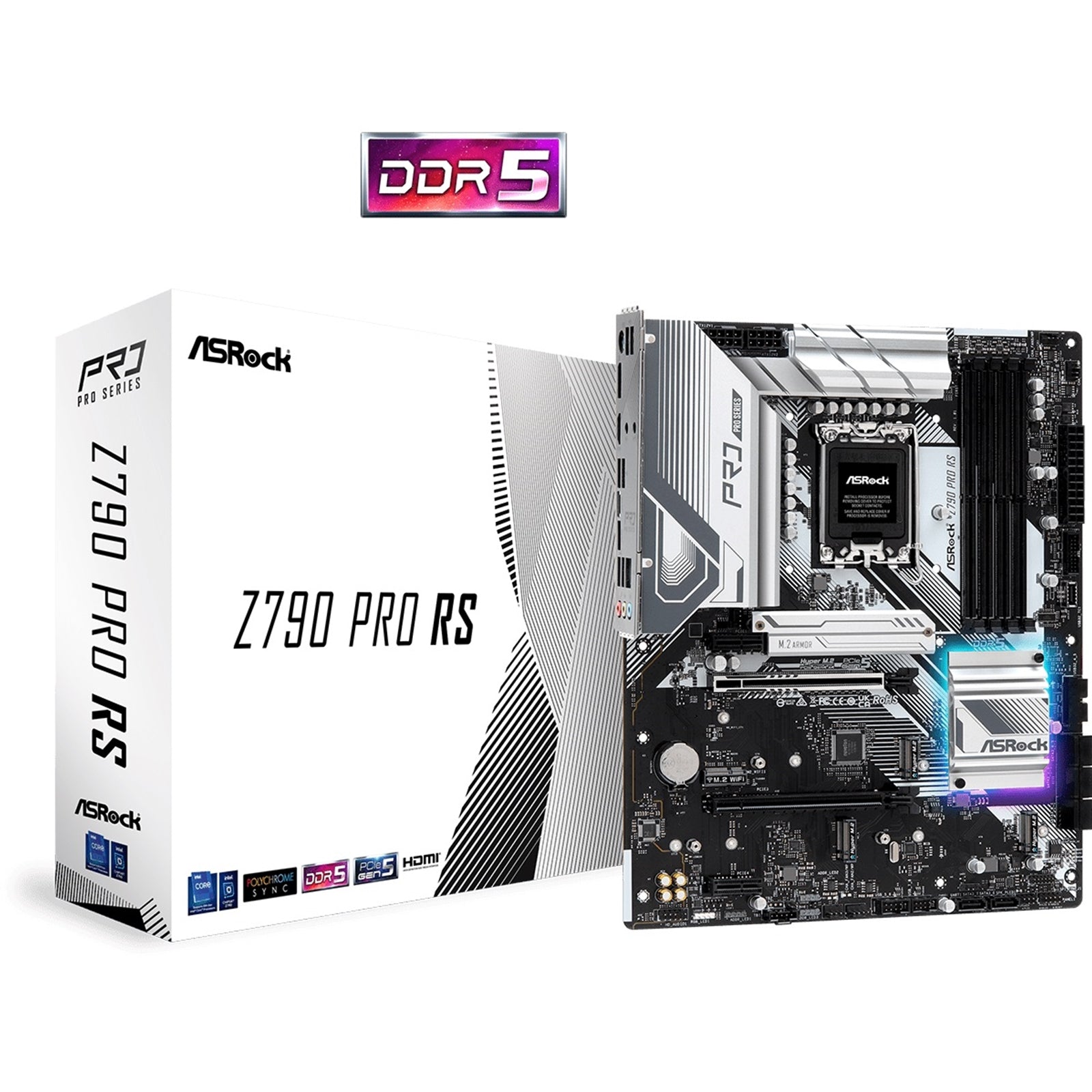 ASRock Z790 Pro RS ATX Motherboard LGA1700 DDR5 PCIe 5.0 14-Phase