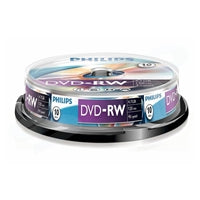 Philips DVD-RW 4.7GB 4X Rewritable Discs - 10 Pack Spindle