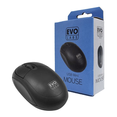 Evo Labs Compact Wired USB Mouse 800 DPI Optical - Matte Black