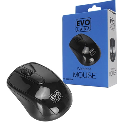 Evo Labs Wireless Mouse 2.4GHz Optical 800 DPI - Gloss Black