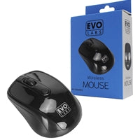 Evo Labs Wireless Mouse 2.4GHz Optical 800 DPI - Gloss Black