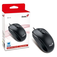 Genius DX-110 Wired USB Mouse - 1000 DPI Optical, Ambidextrous, Black
