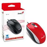 Genius DX-110 Wired Optical Mouse Red - 1000 DPI USB 3-Button